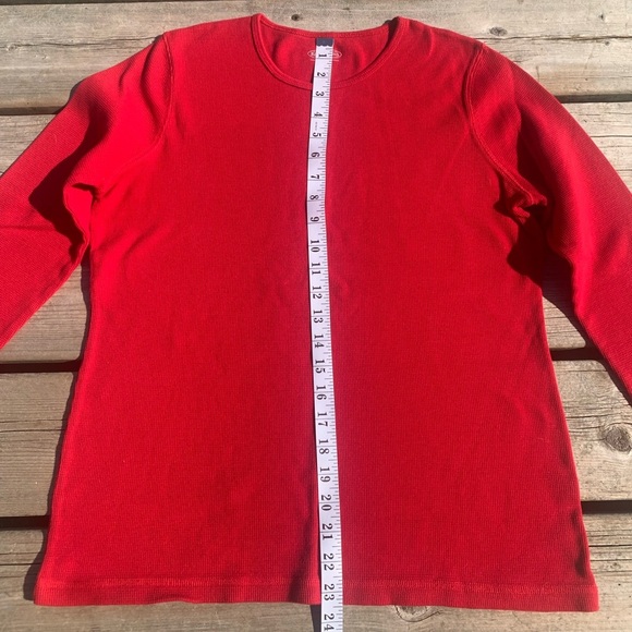 Northern Reflections Red Ribbed Long Sleeve Scoop Neck Top - Size Large - Picture 6 of 6